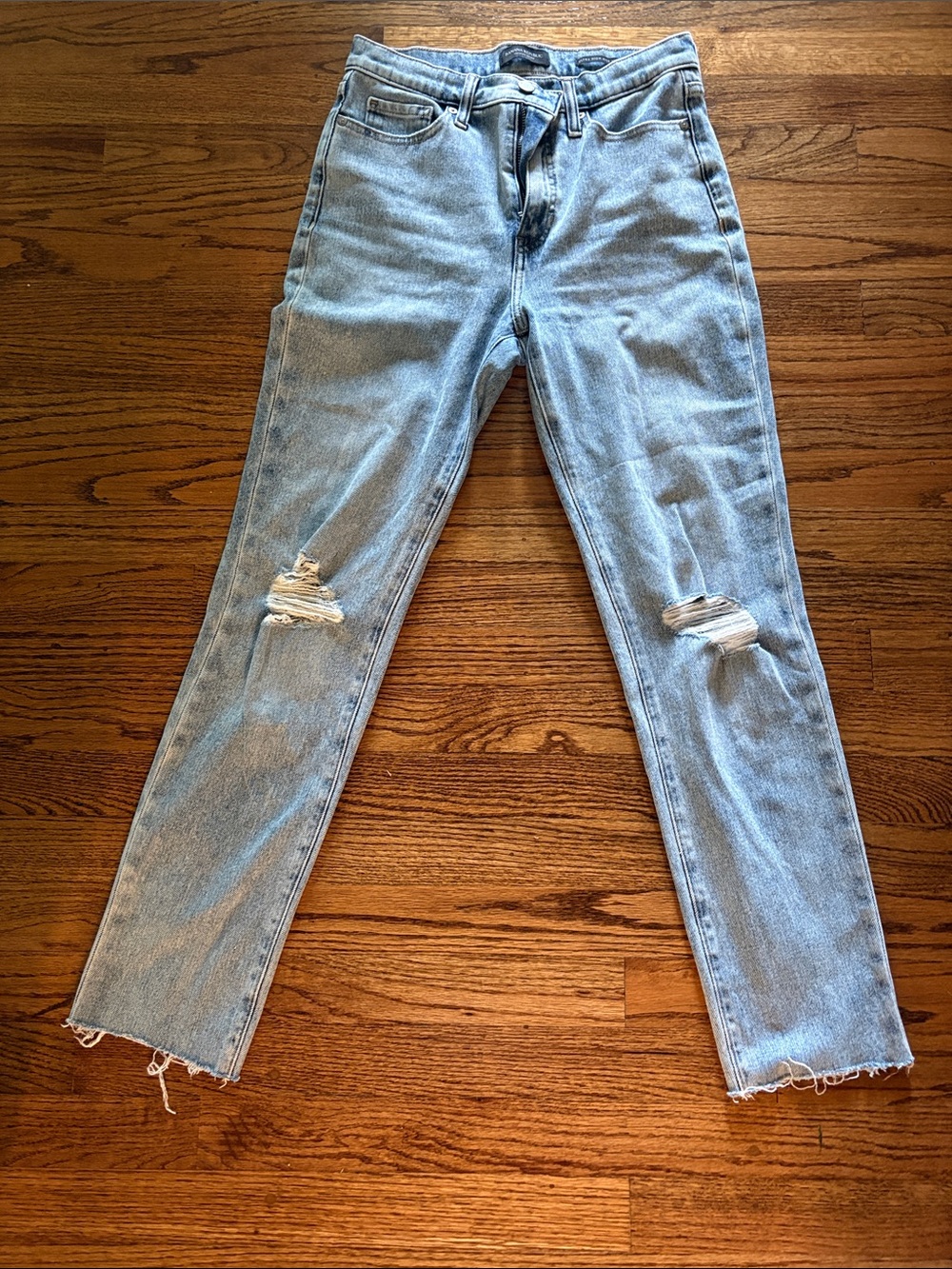 Banana Republic Light Blue Straight-Leg Distressed Jeans